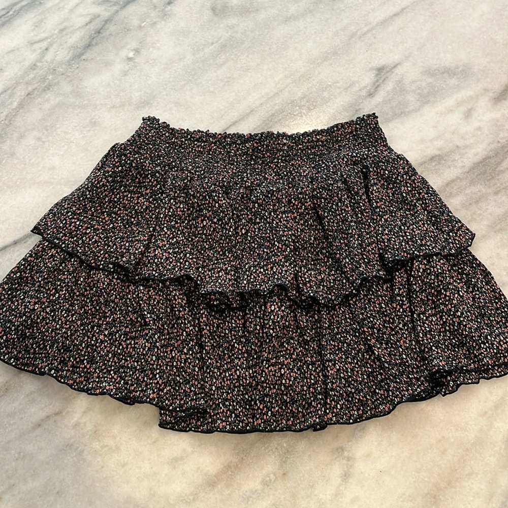 Black Tiered Floral Skirt, Size M